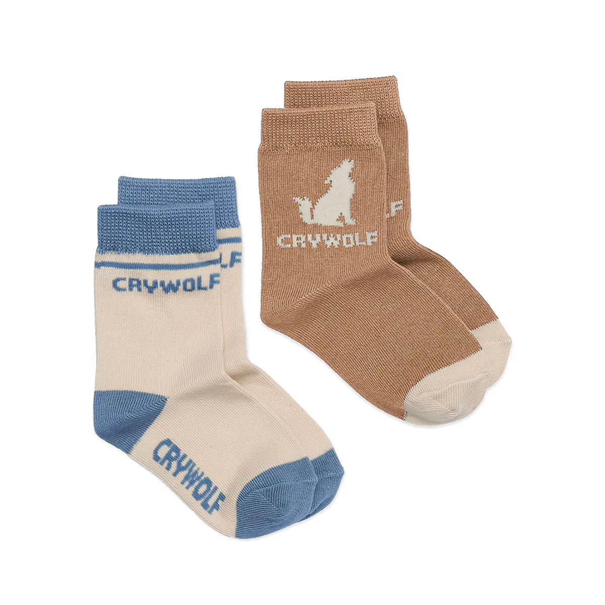 2 Pack Crew Socks - Tan/Southern Blue