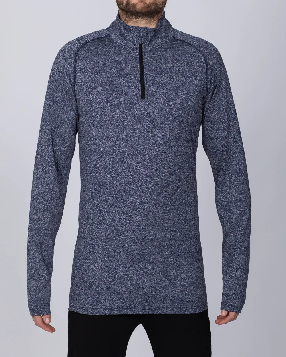 2t Long Sleeve Quarter-Zip Training Top (denim marl)