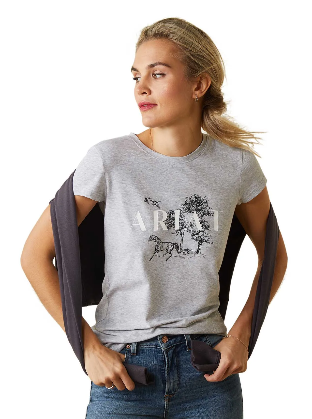 Ariat Women's Toile Scene T-Shirt, Heather Gray