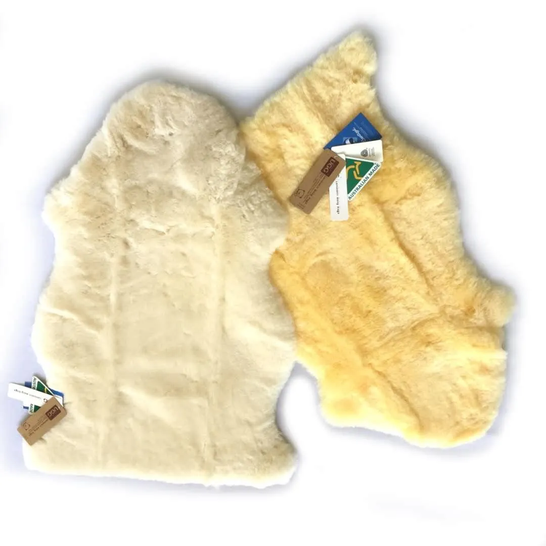 Baby Lambskin Sheepskin Rug (Gold/Ivory) Australian Eco-Tan Sanitized