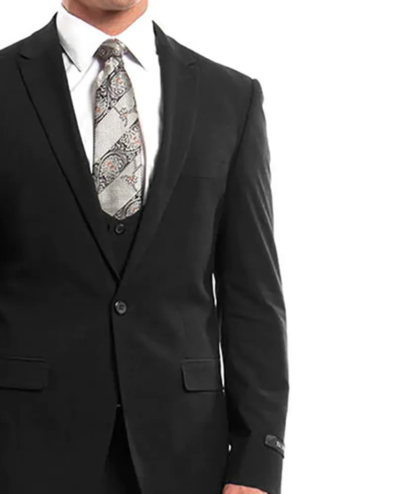 Black Slim Fit Men's Suit with Vest Set