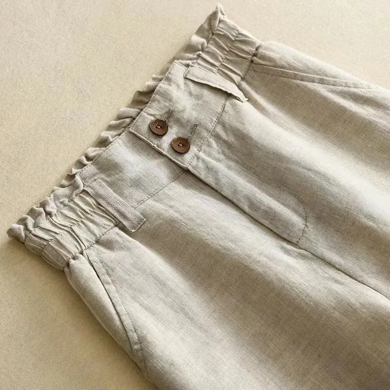 Breathable Linen Pants for Women - Comfortable High Waist Straight Fit - Ideal for Spring/Summer