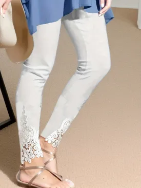 Chic Contrast Lace Leggings for Comfortable and Stylish Women