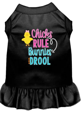 Chicks Rule Screen Print Dog Dress Black Lg (14)