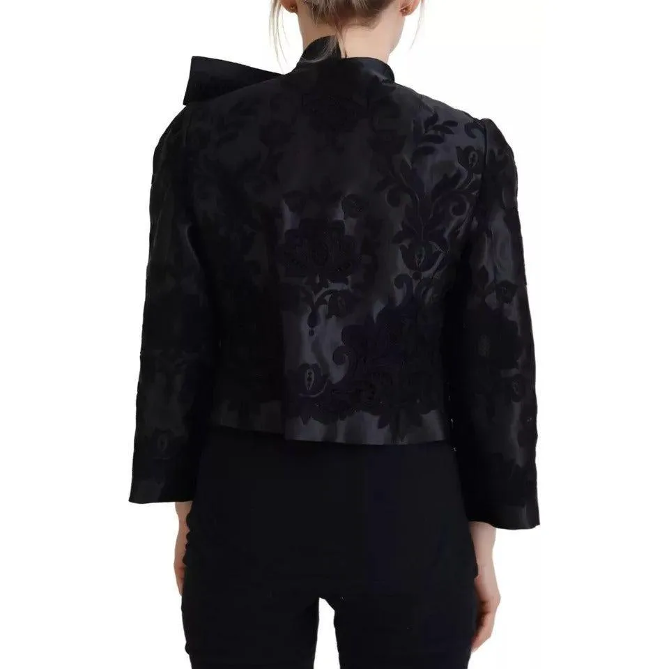 Dolce & Gabbana Black Lace Sheer Corset Organza Silk Jacket