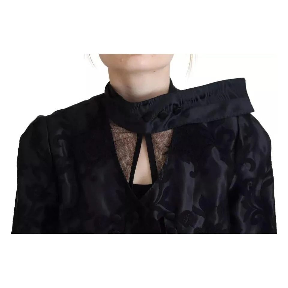 Dolce & Gabbana Black Lace Sheer Corset Organza Silk Jacket