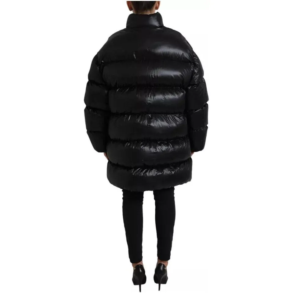 Dolce & Gabbana Black Puffer Quilted Full Zip Coat Jacket