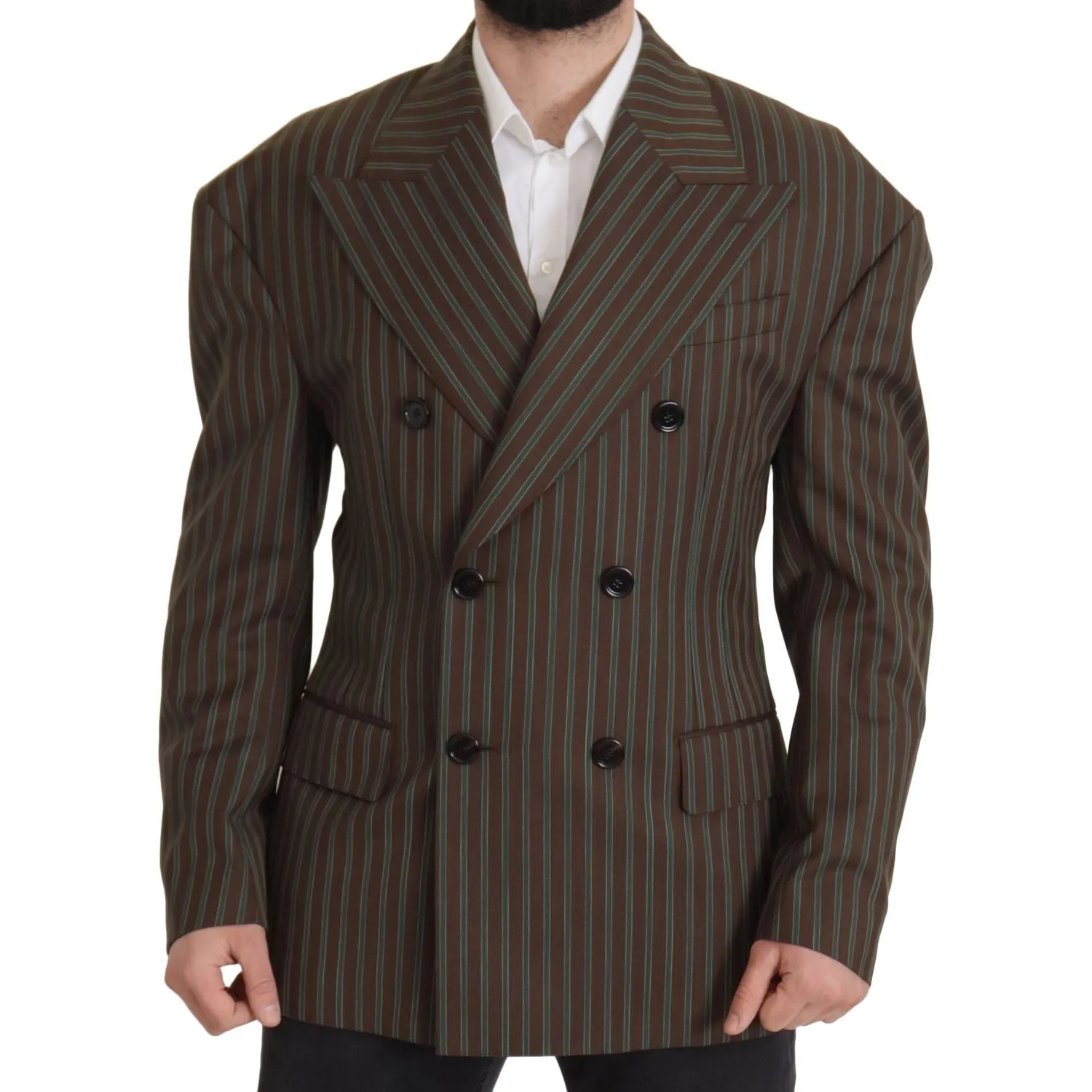 Dolce & Gabbana Multicolor Striped Double Breasted Blazer