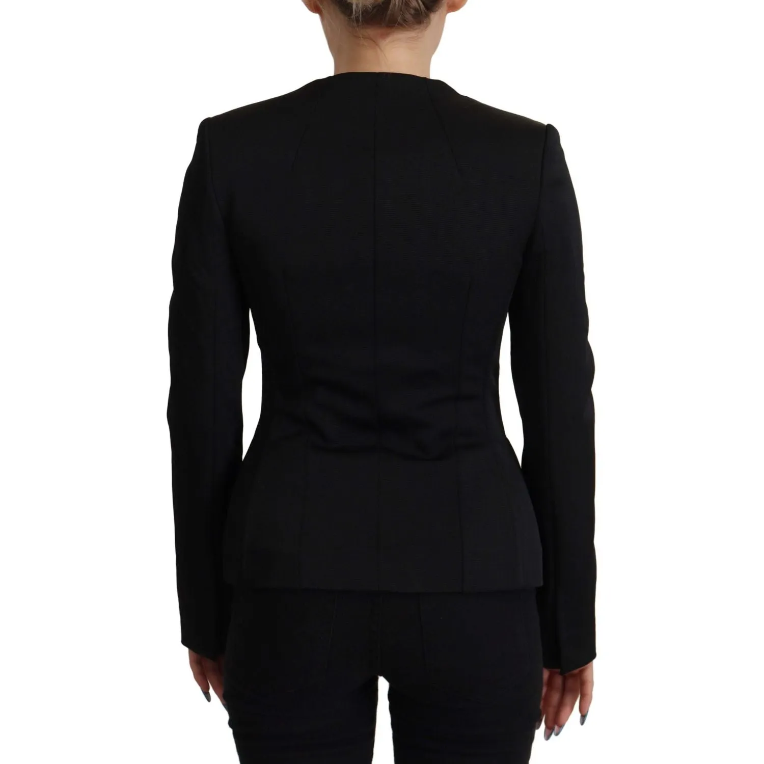 Dolce & Gabbana Sleek Black Snap Jacket with Silk Lining