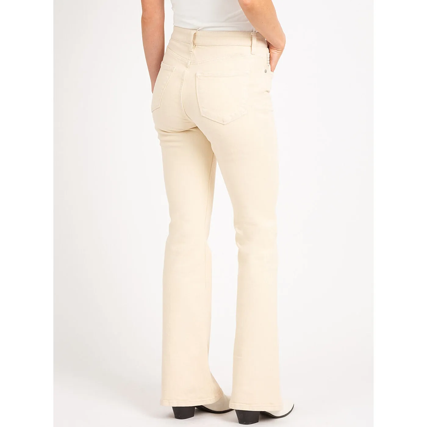 Ecru Flare Mid Rise Jeans