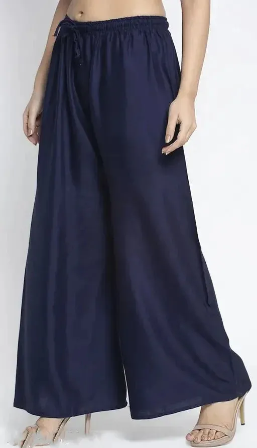 Elegant Blue Colored Rayon Palazzo Pant  For Women