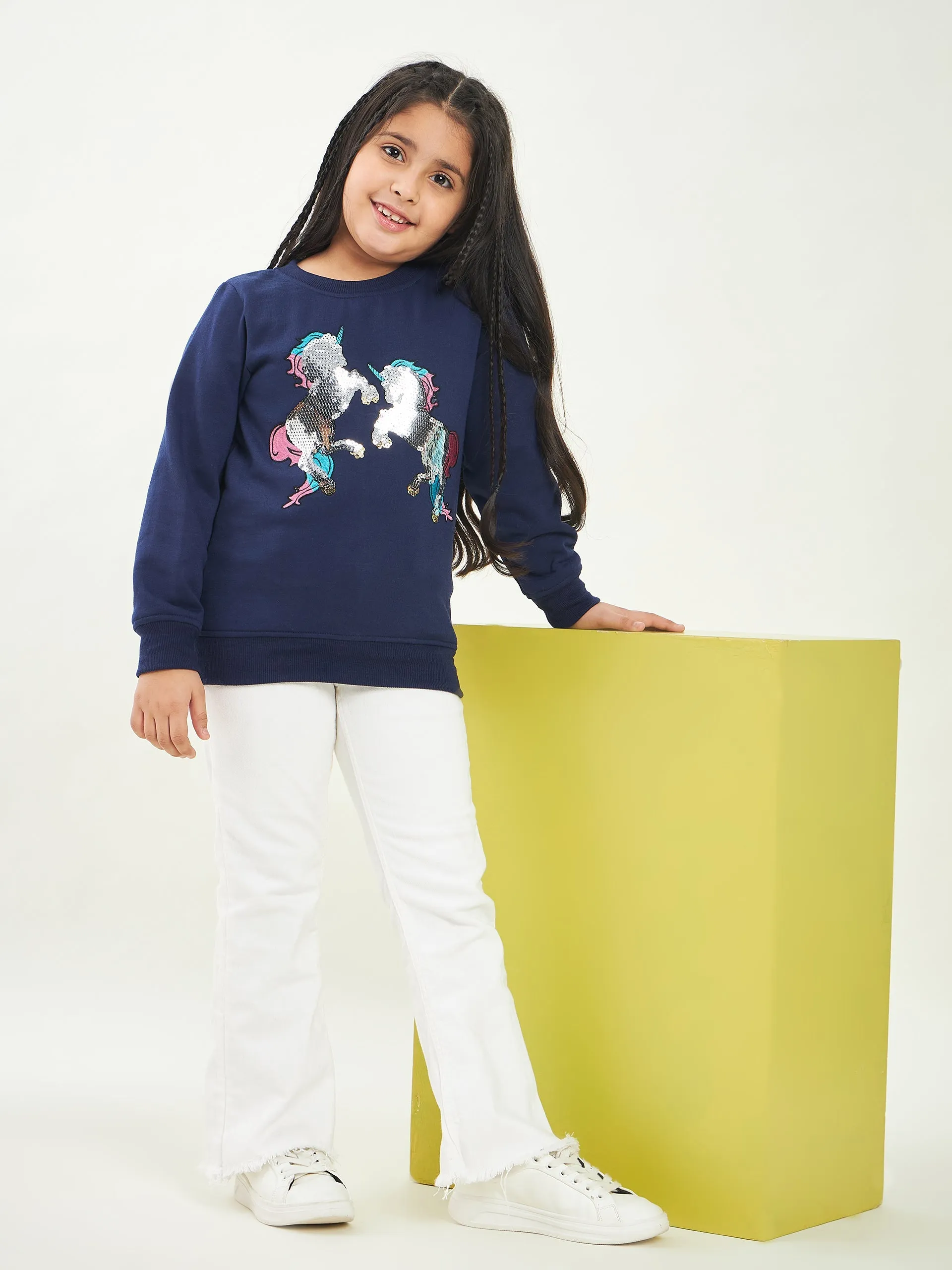 Girls Embellished Fleece Sweatshirt