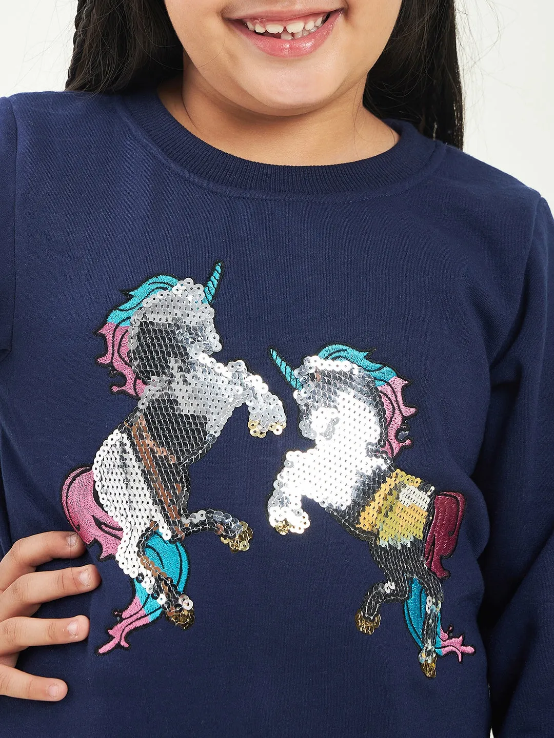 Girls Embellished Fleece Sweatshirt