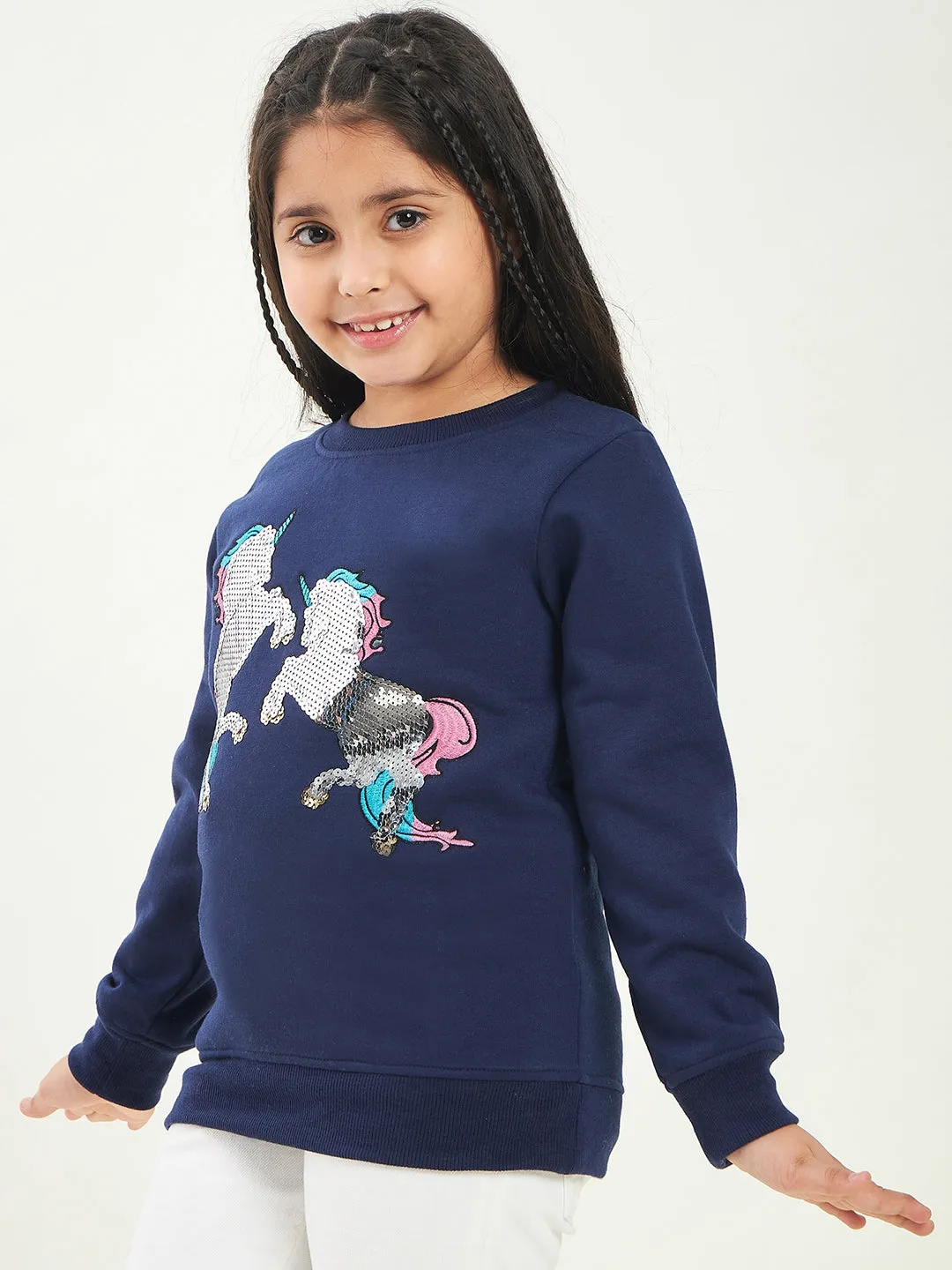 Girls Embellished Fleece Sweatshirt