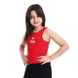 Girls' Fashionable Crop Top Cotton Chic & Casual - Red