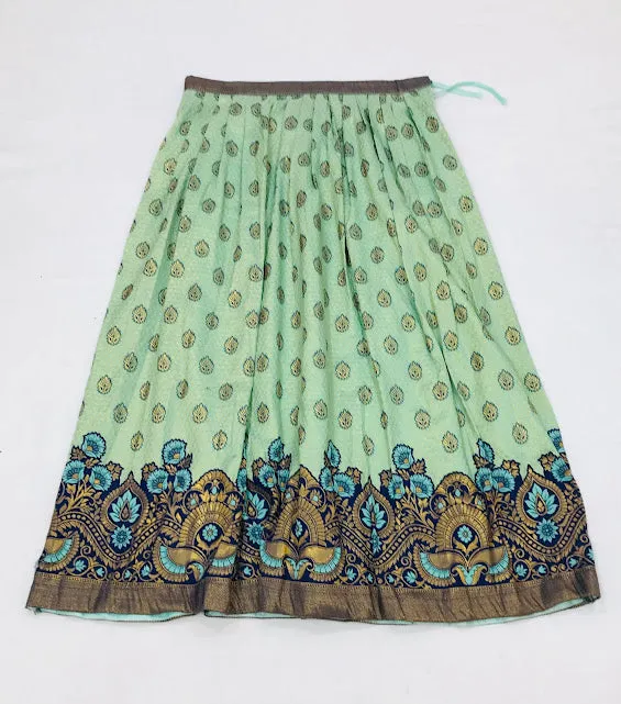 Gorgeous Pista Green Colored Embroidery Work Silk Choli Sets For Girls