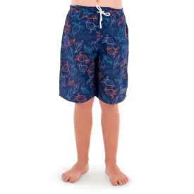 Kids Boys Boardshorts Navy Turtles