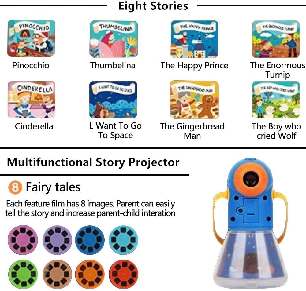 Kids Multifunctional Night Story Projector Light with 8 Story