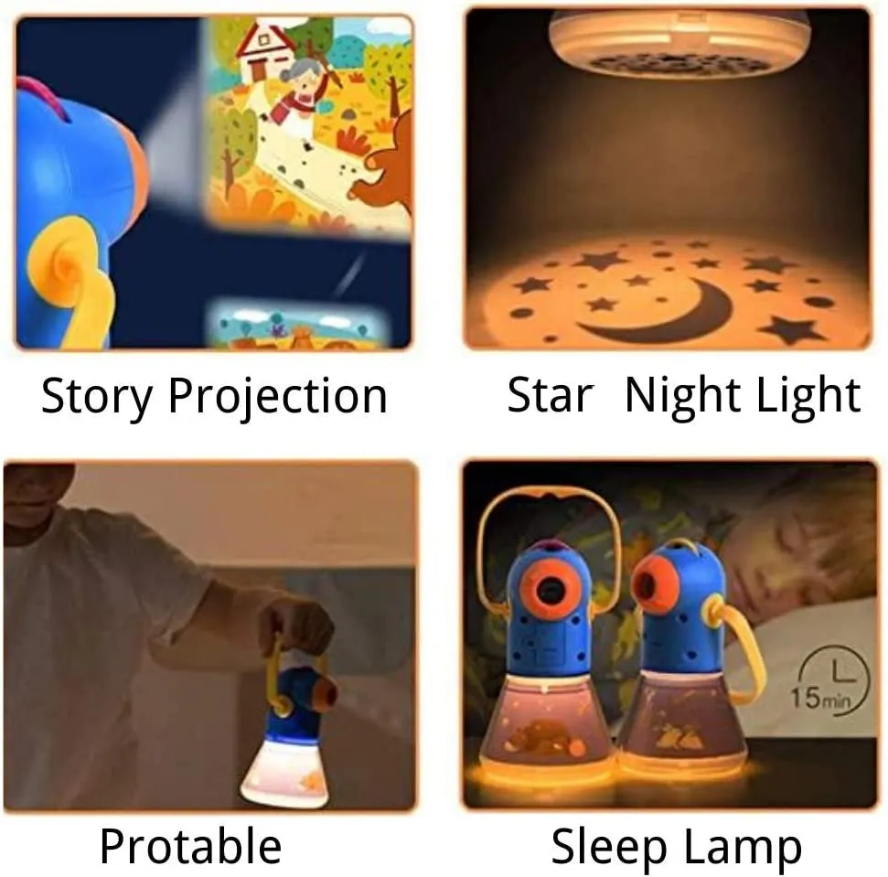 Kids Multifunctional Night Story Projector Light with 8 Story