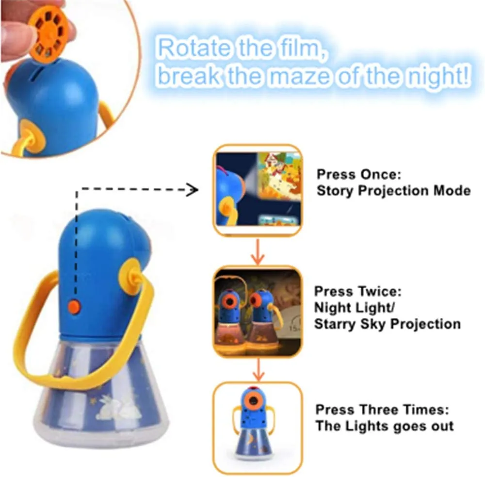 Kids Multifunctional Night Story Projector Light with 8 Story