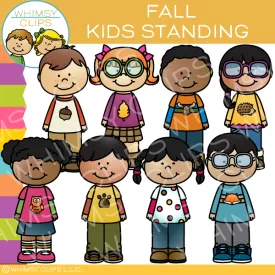 Kids Standing Clip Art - Fall Edition