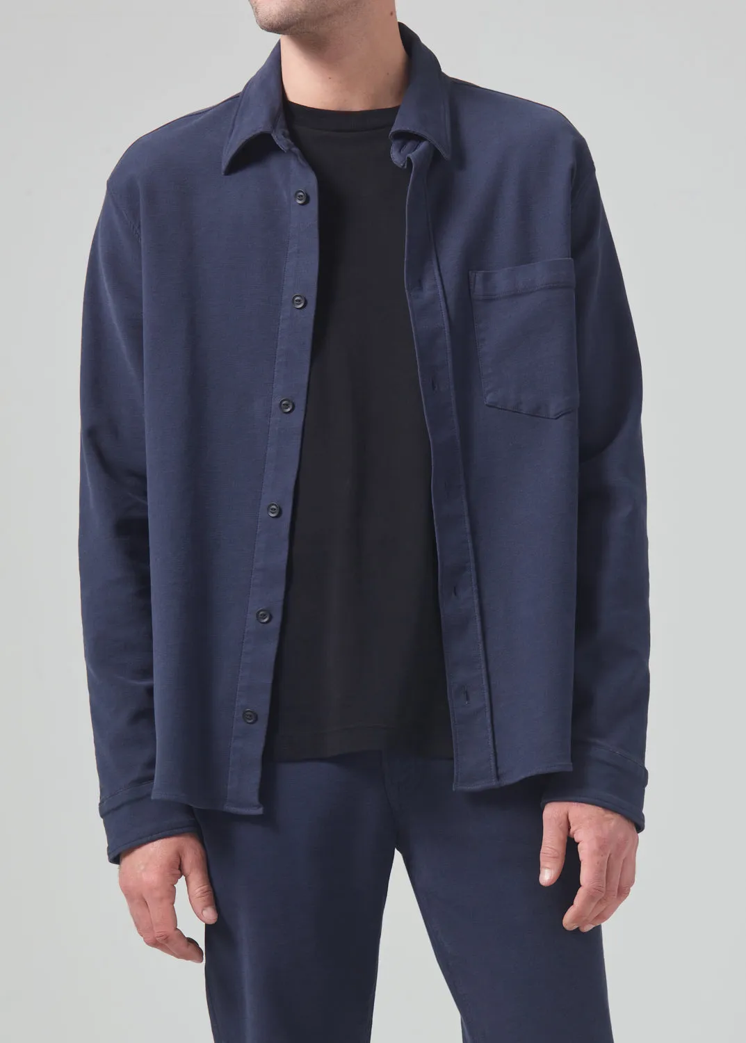 Luca Bucket Dye Shirt French Terry in Night Flight