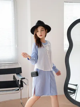 Maris Blue Net Cover Tunic Dress - Gu Fashion | Vietnam Fashion Store