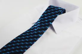 Mens Black & Blue Square Patterned 8cm Neck Tie