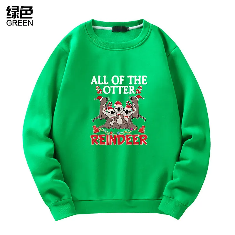 Men's Christmas Gopher Print Crew Neck Sweatshirt