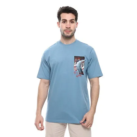 Men's Cotton T-Shirt - Classic and Comfortable - Denim Blue