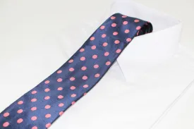 Mens Navy & Peach Polka Dot Patterned 8cm Neck Tie