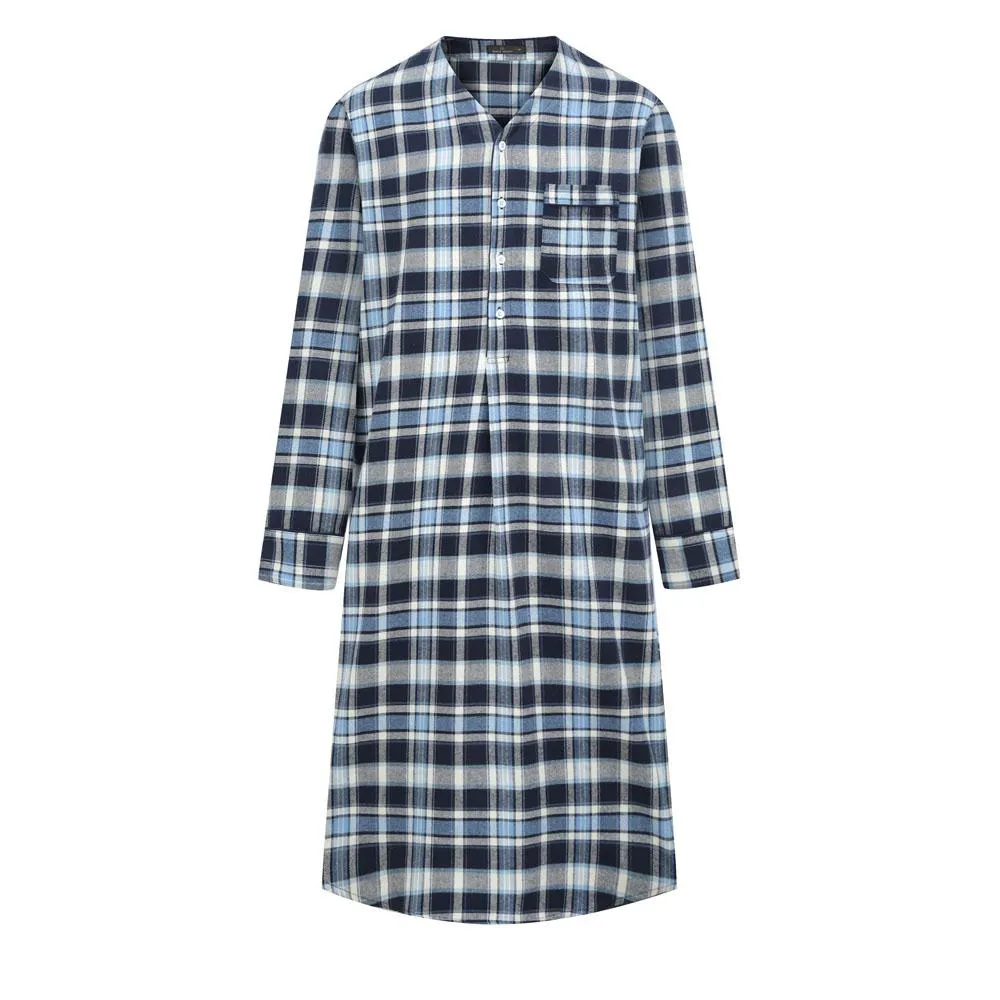 Mens Nightshirt - 100% Cotton Flannel Mens Nightshirts for Sleeping