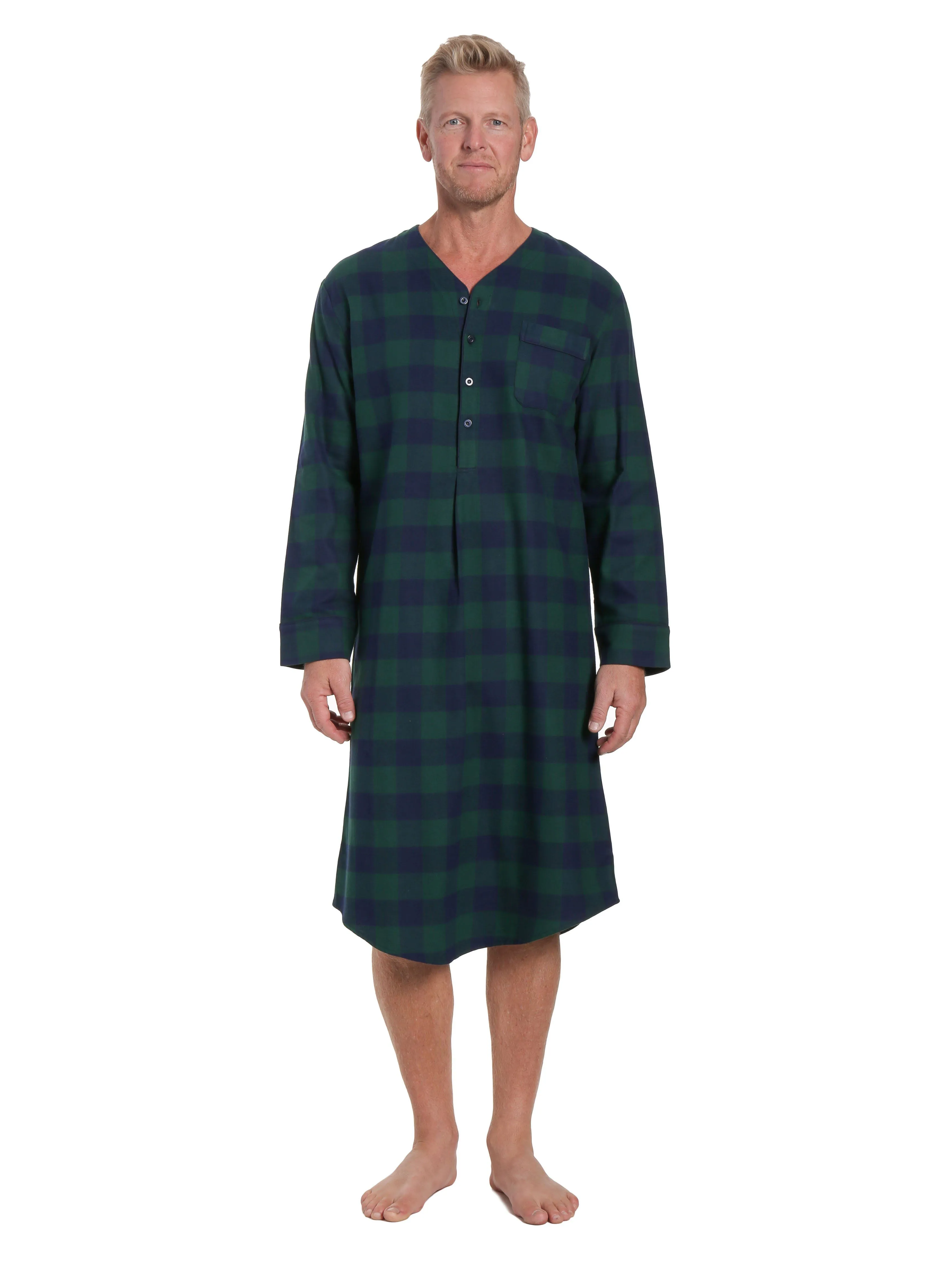 Mens Nightshirt - 100% Cotton Flannel Mens Nightshirts for Sleeping