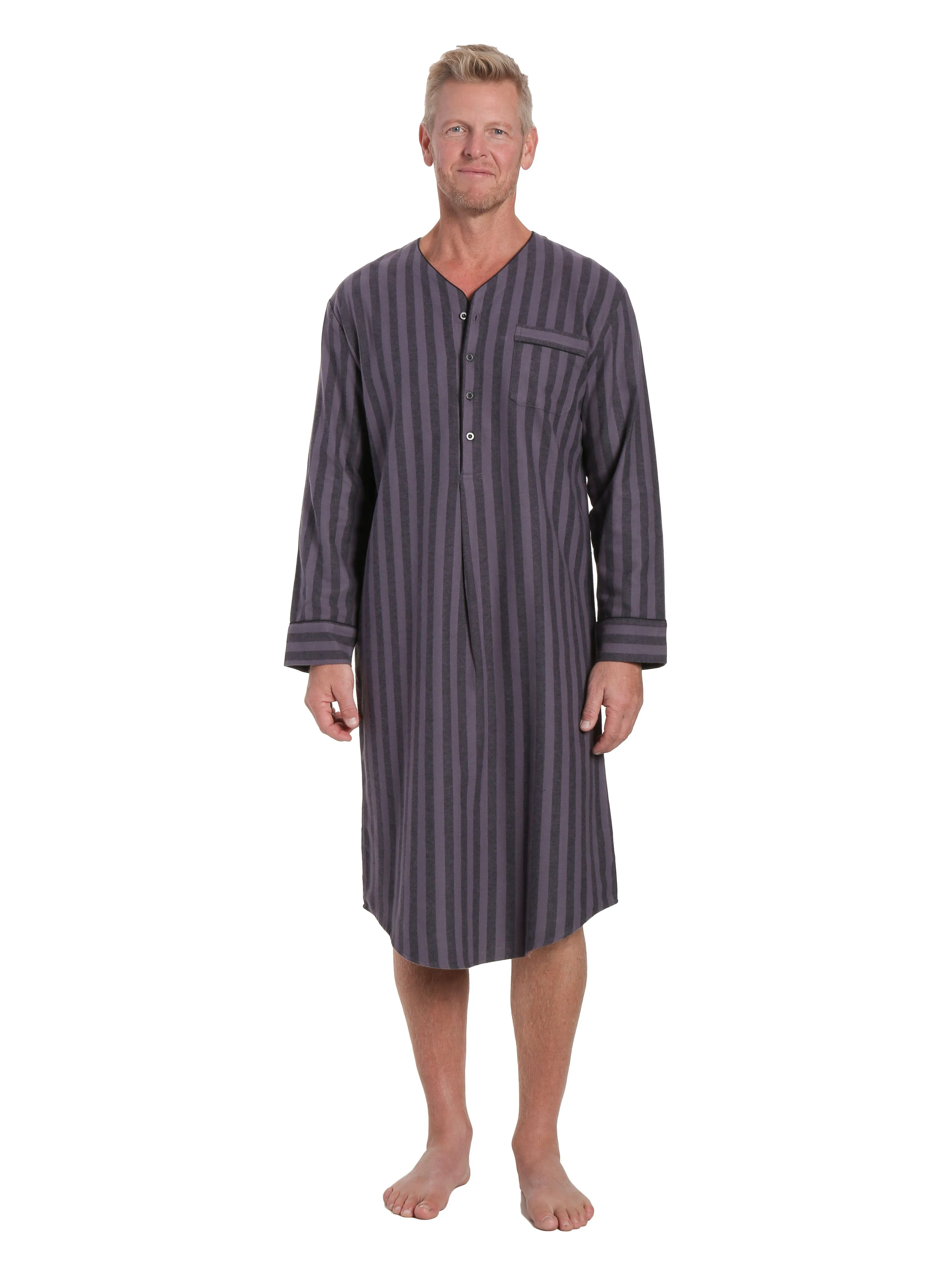 Mens Nightshirt - 100% Cotton Flannel Mens Nightshirts for Sleeping