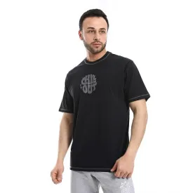 Men's Printed T-Shirt, High - Quality Cotton Comfort - Black