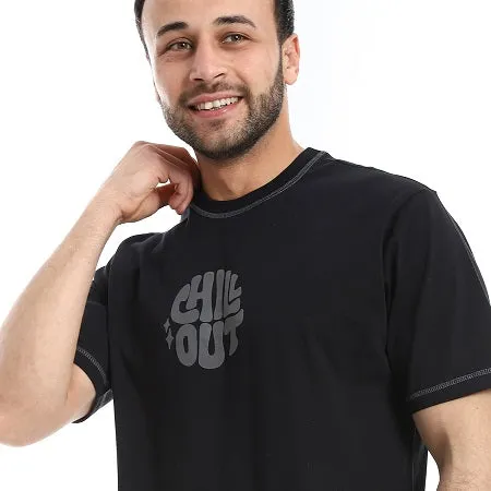 Men's Printed T-Shirt, High - Quality Cotton Comfort - Black