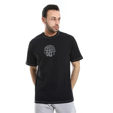 Men's Printed T-Shirt, High - Quality Cotton Comfort - Black