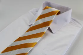 Mens Yellow & White Thick Striped Patterned 8cm Neck Tie