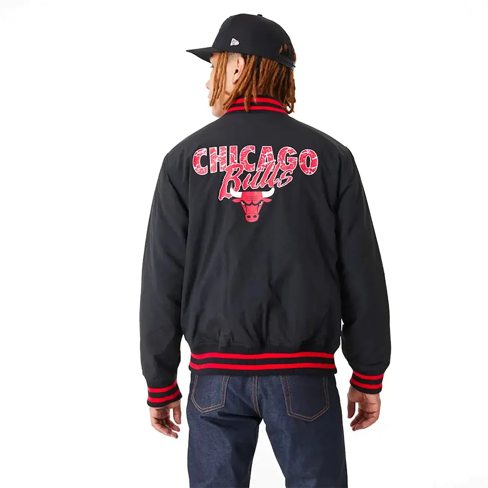 Nba Chicago Bulls Team Script Black Bomber Jacket