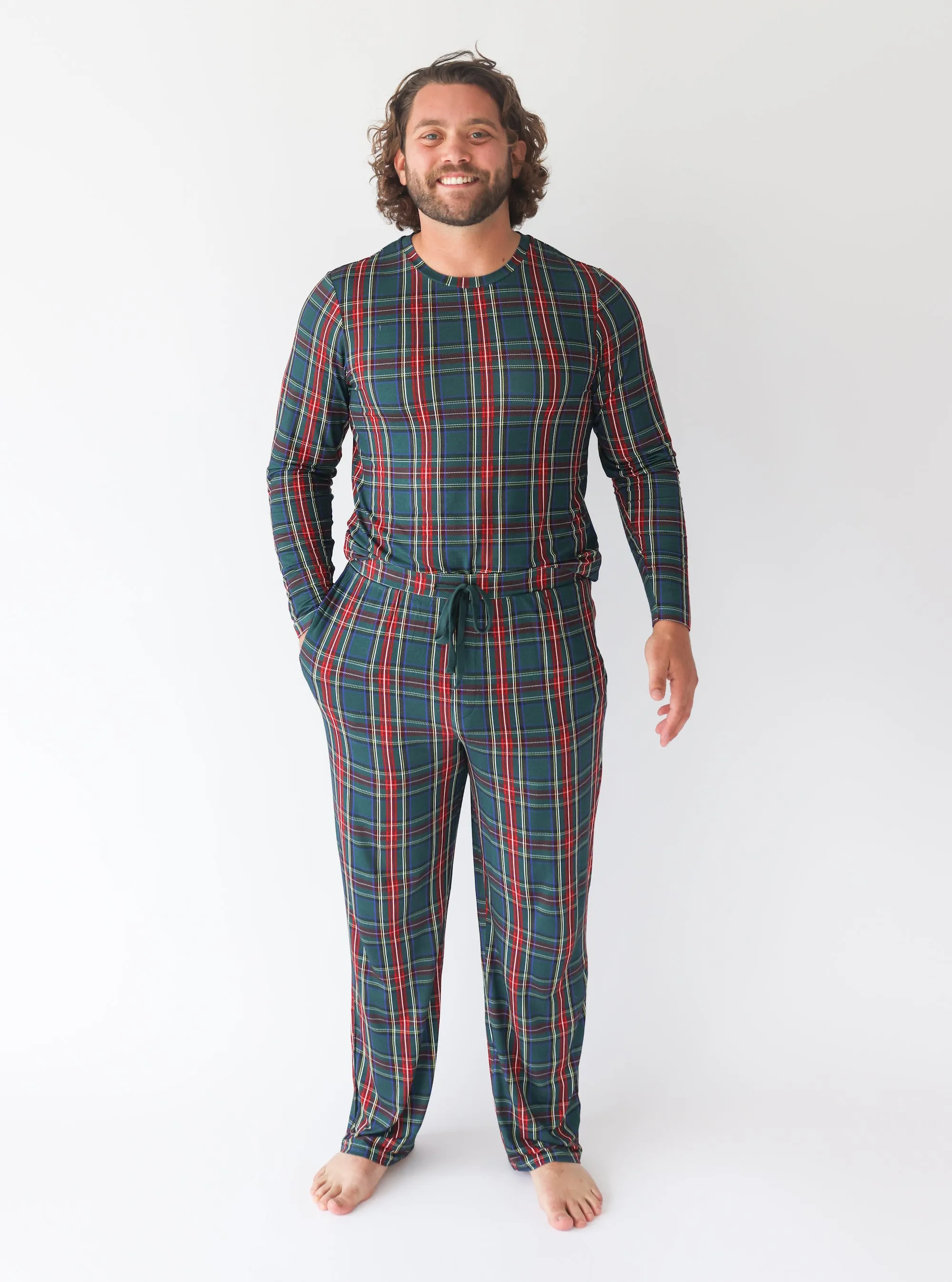 Posh Peanut ~ Men Long Sleeve Pajama Set ~ Tartan Plaid