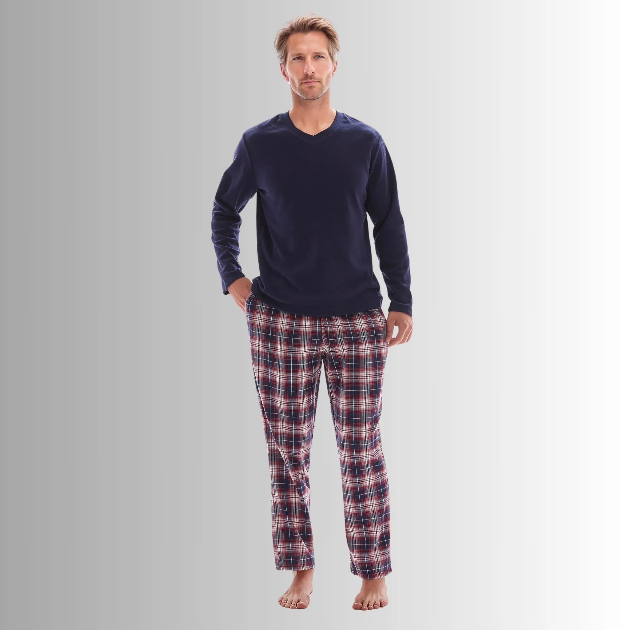 Pyjama Sets Long Sleeve Fleece Top Flannelette Pajama Pants