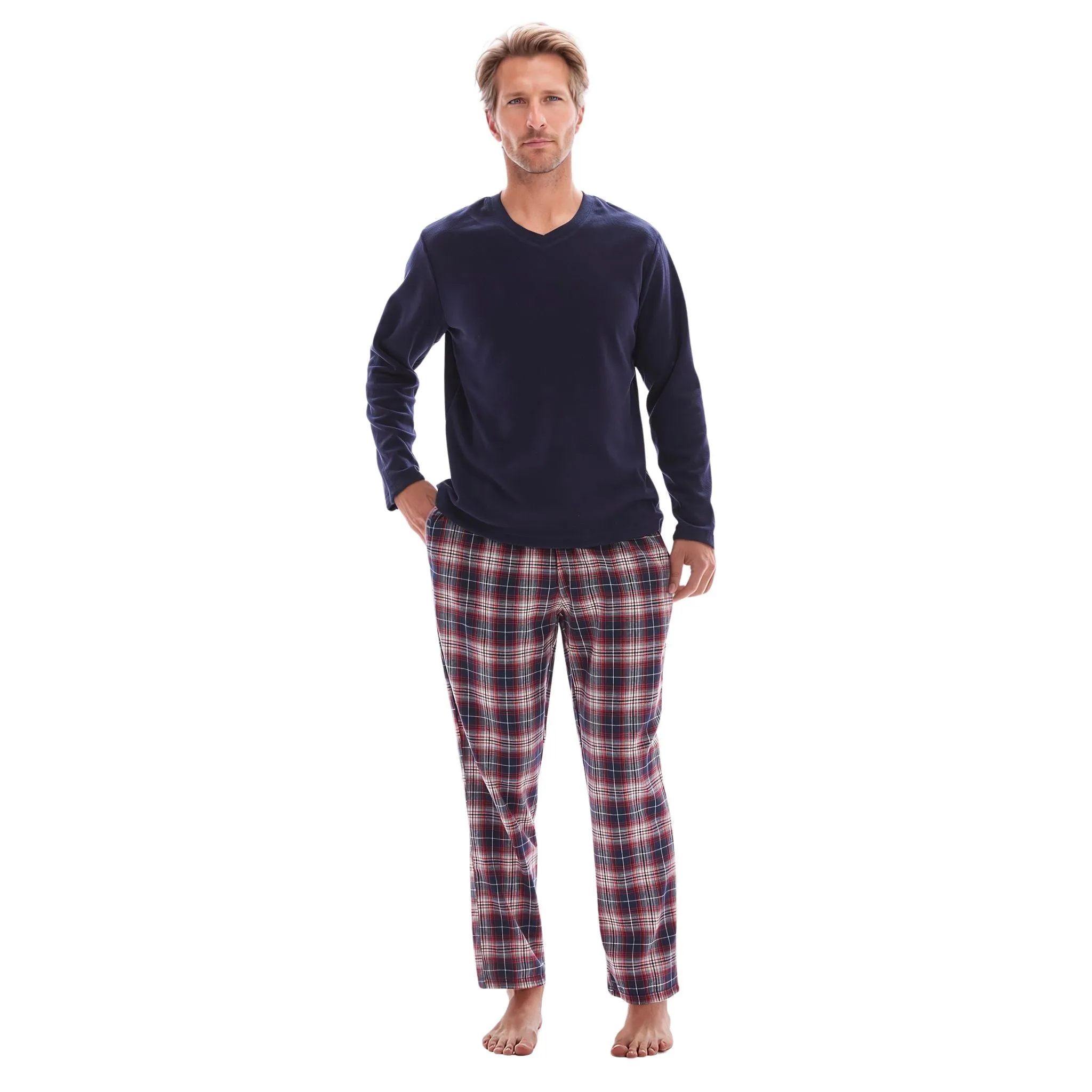 Pyjama Sets Long Sleeve Fleece Top Flannelette Pajama Pants