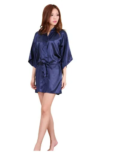 RB030 Sexy Large Size Sexy Satin Night Robe Lace Bathrobe Perfect Wedding Bride Bridesmaid Robes Dressing Gown For Women