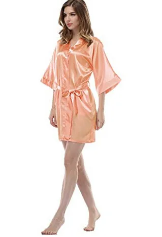 RB030 Sexy Large Size Sexy Satin Night Robe Lace Bathrobe Perfect Wedding Bride Bridesmaid Robes Dressing Gown For Women