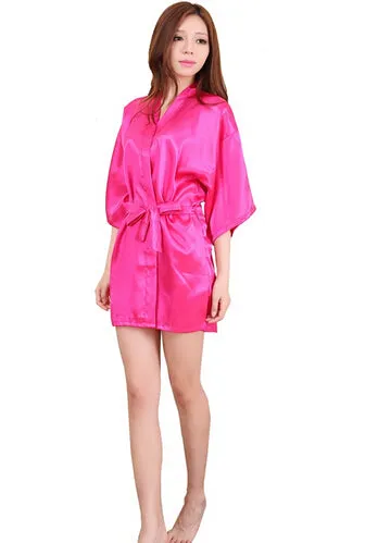 RB030 Sexy Large Size Sexy Satin Night Robe Lace Bathrobe Perfect Wedding Bride Bridesmaid Robes Dressing Gown For Women