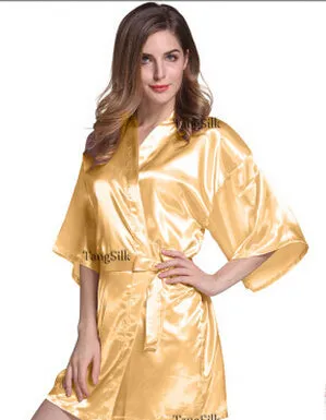 RB030 Sexy Large Size Sexy Satin Night Robe Lace Bathrobe Perfect Wedding Bride Bridesmaid Robes Dressing Gown For Women