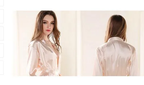 RB030 Sexy Large Size Sexy Satin Night Robe Lace Bathrobe Perfect Wedding Bride Bridesmaid Robes Dressing Gown For Women