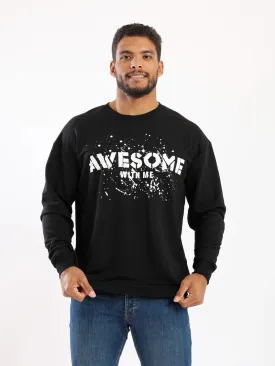 Red Cotton Sweatshirt - "Awesome" - Slip - On