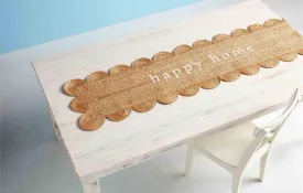 scalloped jute table runner by Mud Pie