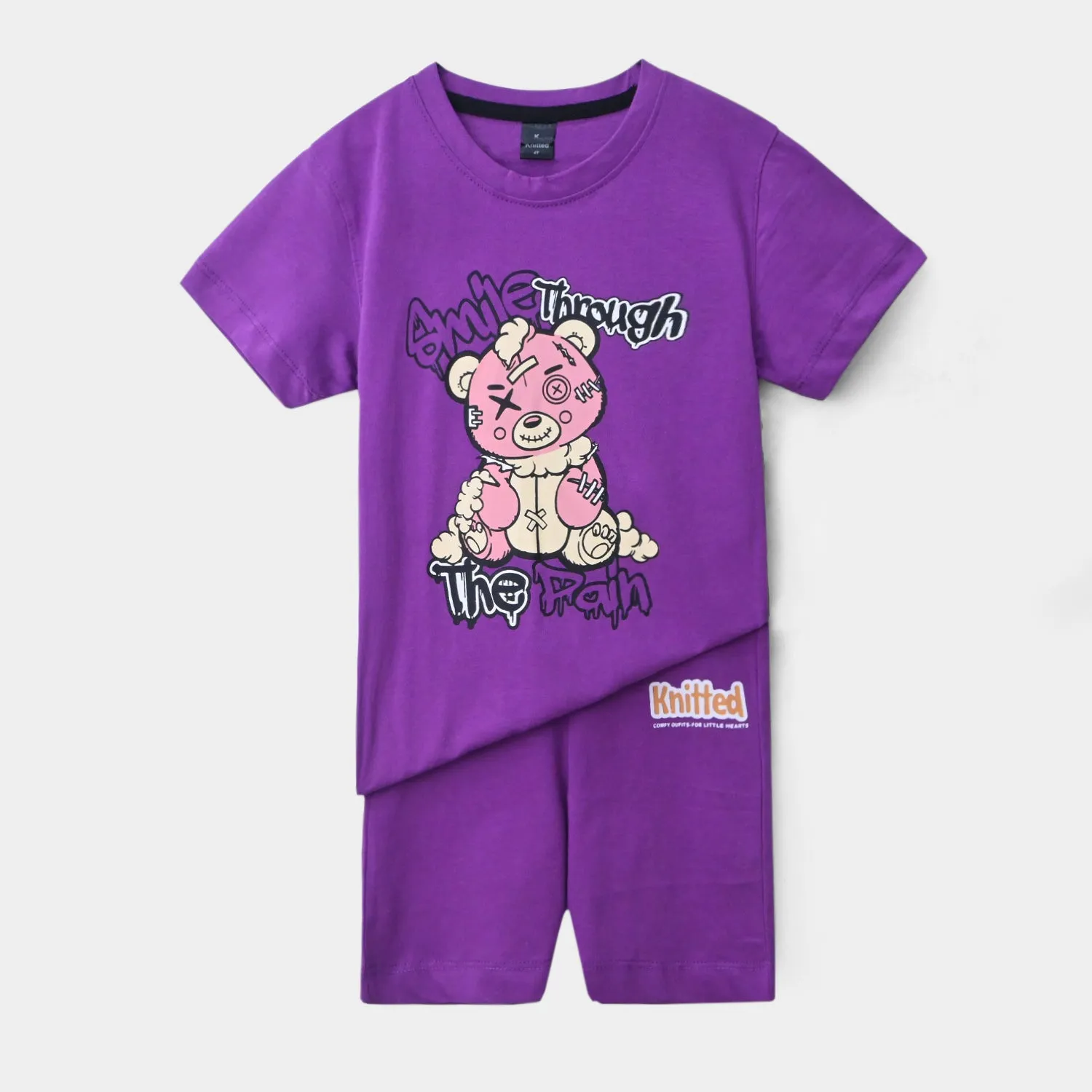 Smile through the pain printed Tee and shorts For Kids